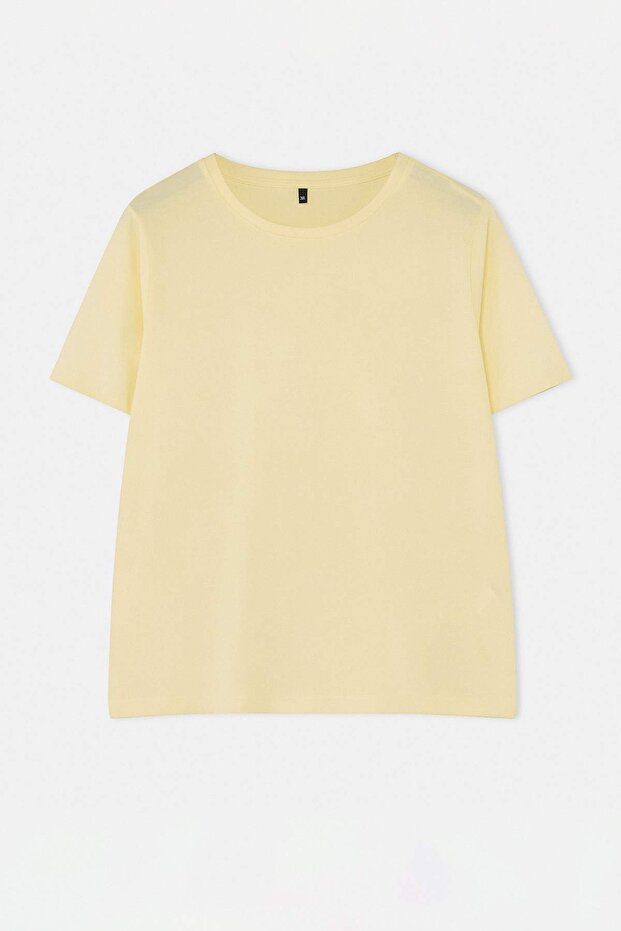 Lila-Sarı-Ekru 3'lü Paket Büyük Beden T-shirt TBBSS25BF00071 - 13