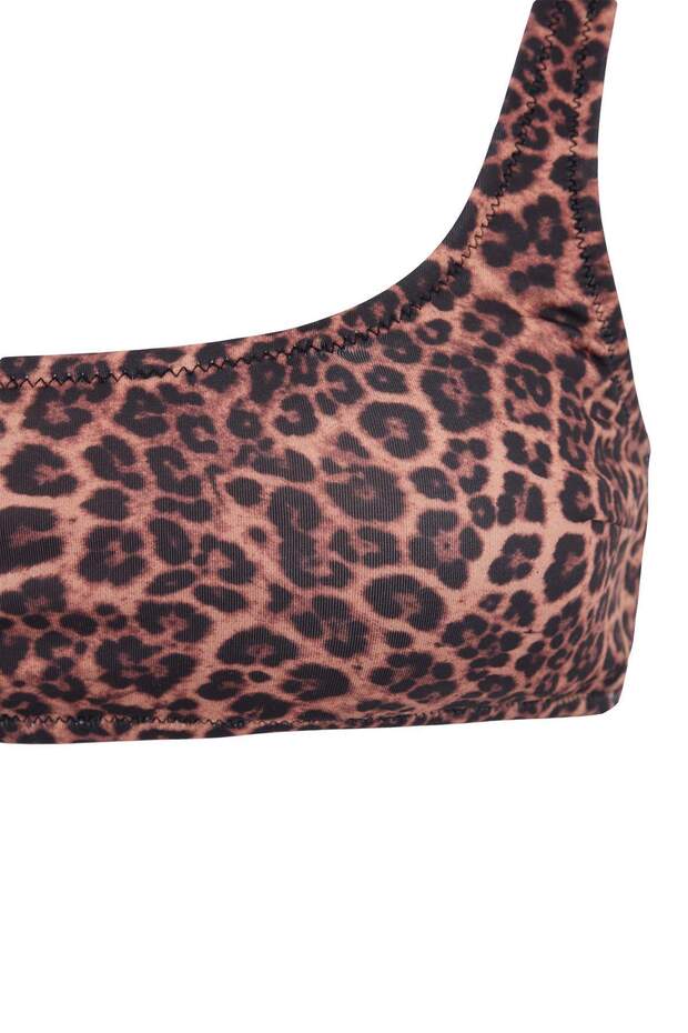 Leopar Desenli Kare Yaka Kaplı Normal Bel High Leg Brazilian Bikini Takımı TBESS26BT00151 - 5