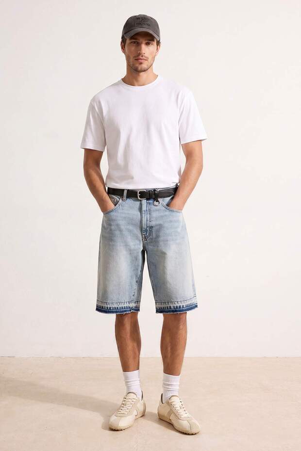 Kırmızı - Beyaz Oversize/Rahat Kesim %100 Pamuk T-Shirt TMNSS24TS00038 - 2
