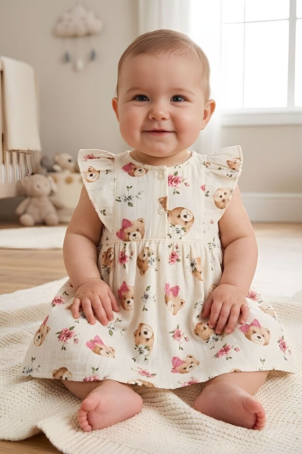 Baby Girl 100% Cotton Woven Patterned Dress