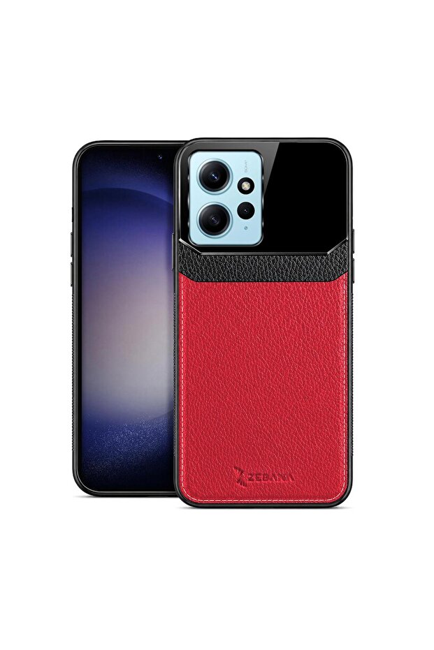 Xiaomi Redmi Note 12 4g Compatible Case Lens Leather Case Red