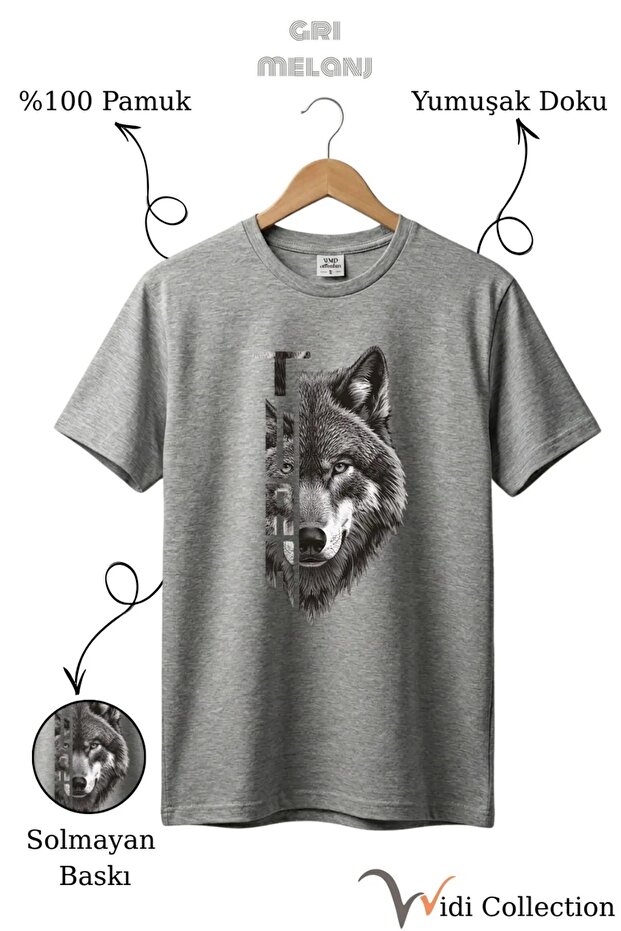 Half Wolf Half Turk Lettering Design Printed 100% Cotton Crew Neck Premium T-Shirt