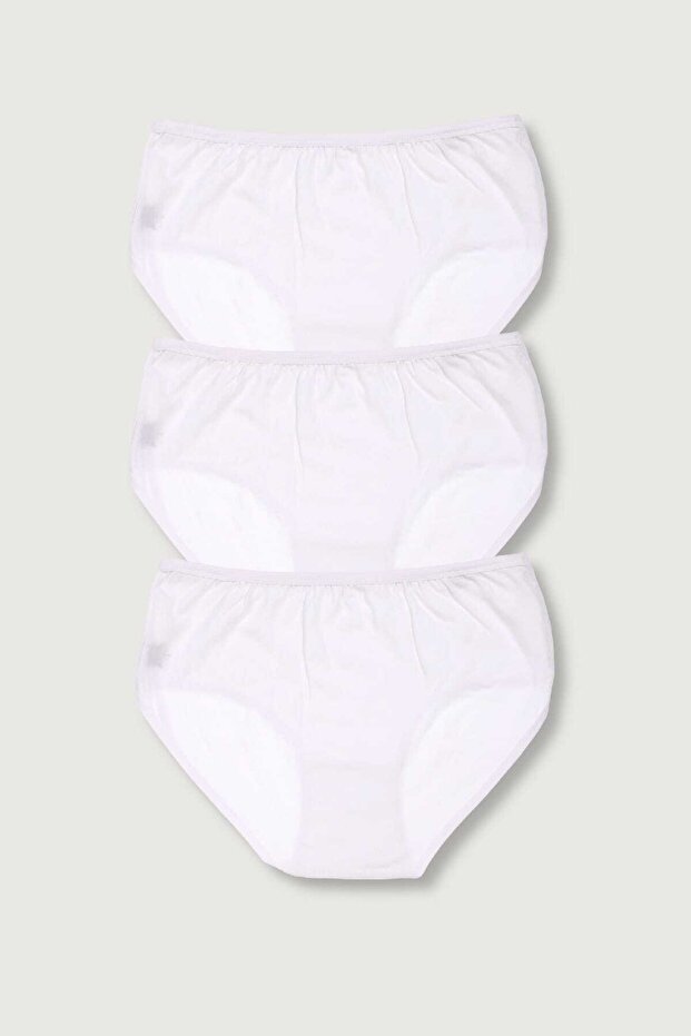 Women's White 3-Pack Cotton Ribbed High Waist Bato Panties-White-36