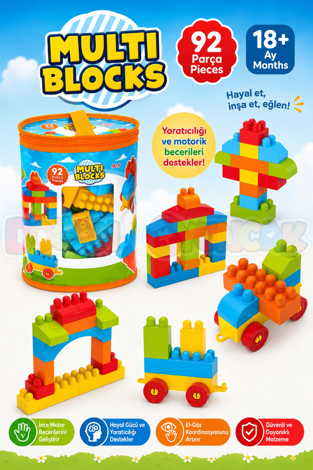 Multi Blocks Activity Game Set 92 Piece Block Set