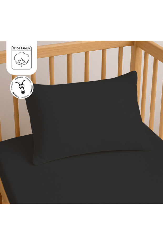 100% Cotton Zippered Baby Pillowcase 35X45 cm (2 Pieces) – Natural & Soft - Dark Anthracite