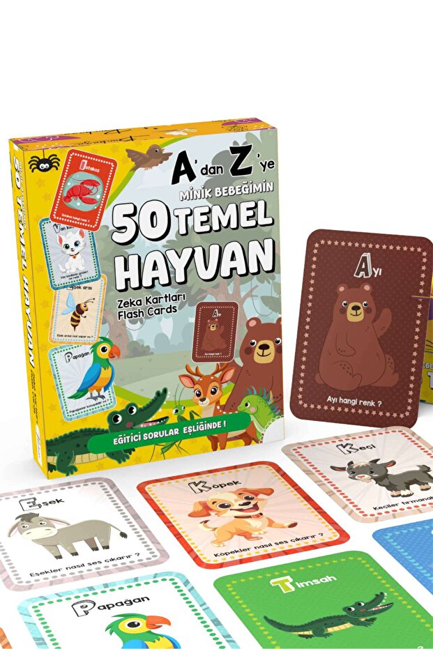 Children's Intelligence Cards Basic 50 Animal Intelligence Cards Flash Card 25 Cards - Montessori Educational Cards I'M Learning 50 Animals