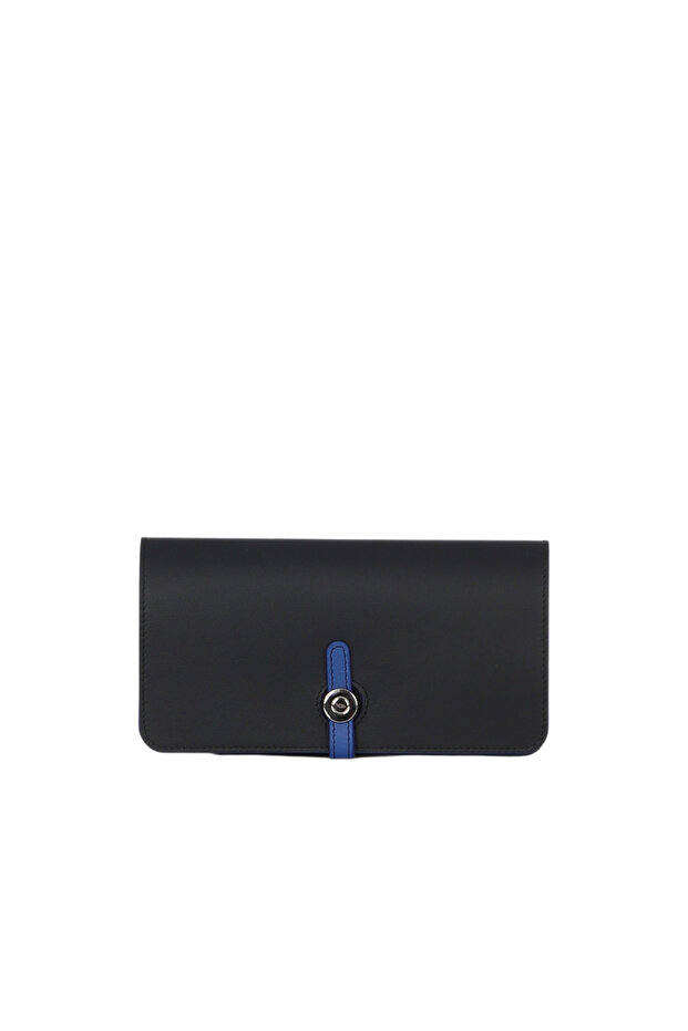 Black Cobalt Blue Leather Women's Wallet