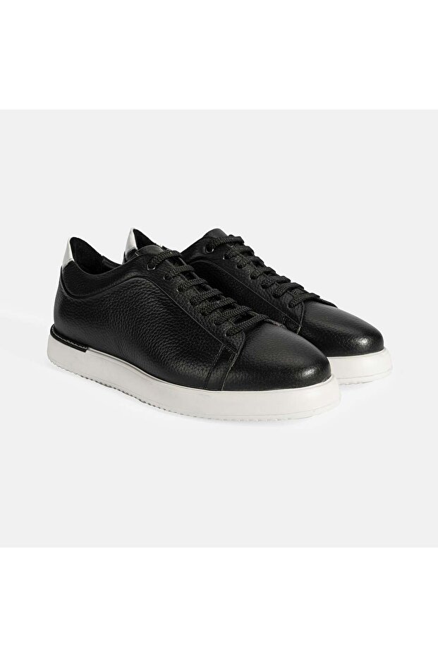 Men's Black Lace-Up Casual Leather Shoes
