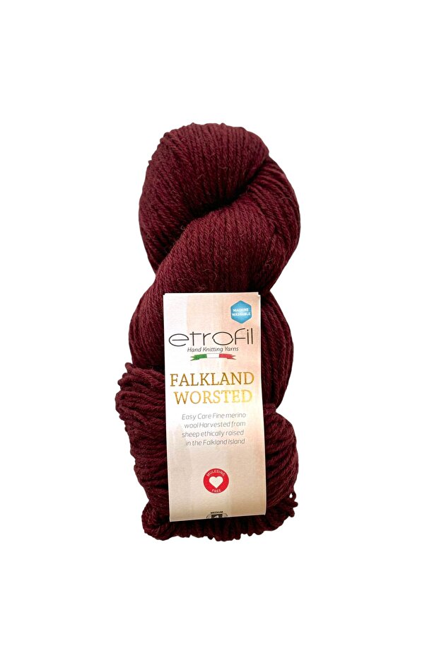 Falkland Worsted Knitting Yarn Burgundy 100% Wool 100g 200m (73226)