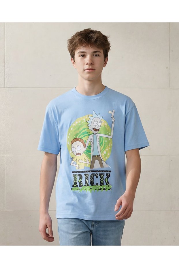 Senior Boys Blue Printed T-shirt