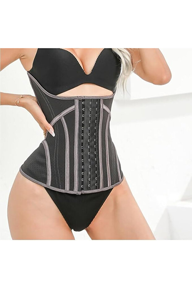 Women Waist Trainer Corset for Tummy Control – Adjustable Steel Boned Body Shaper Belt for Slim Waist & Posture Support (Black)