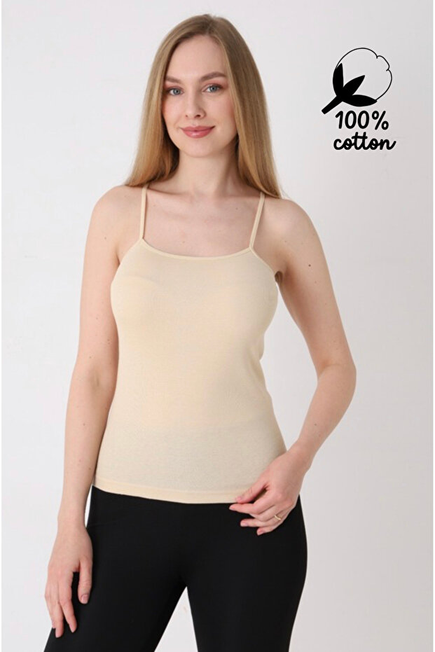 100% Cotton Women's Skin Color String Strap Tank Top