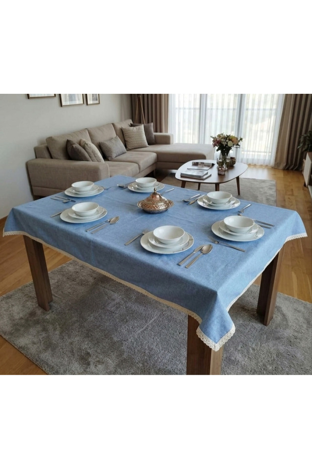 Organic Linen Cotton Soft Easy Iron Cream Guipure Tablecloth