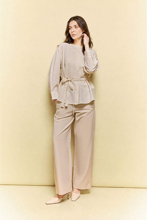 Regular Fit Striped Long Sleeve Tunic H3673Ax26Sm