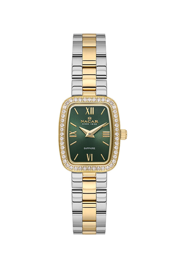 Sapphire Glass Silver - Gold - Green Women's Watch Nc08-29420739-Cnms