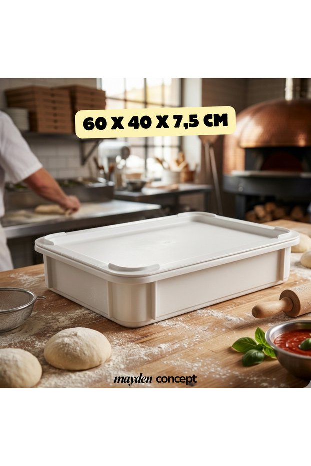 Pizza Dough Storage Container & Lid (60 X 40 X 7.5 cm) - (Polypropylene) – Shock-Resistant - Food-Safe
