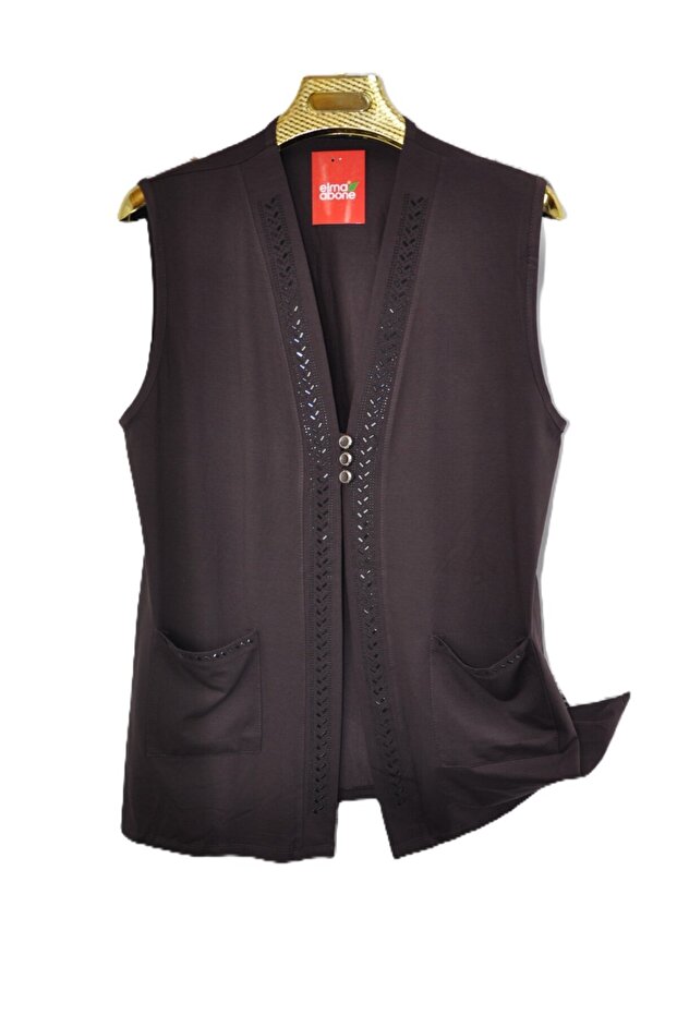 Plus Size Mother's Combed Cotton Stoned Short Vest