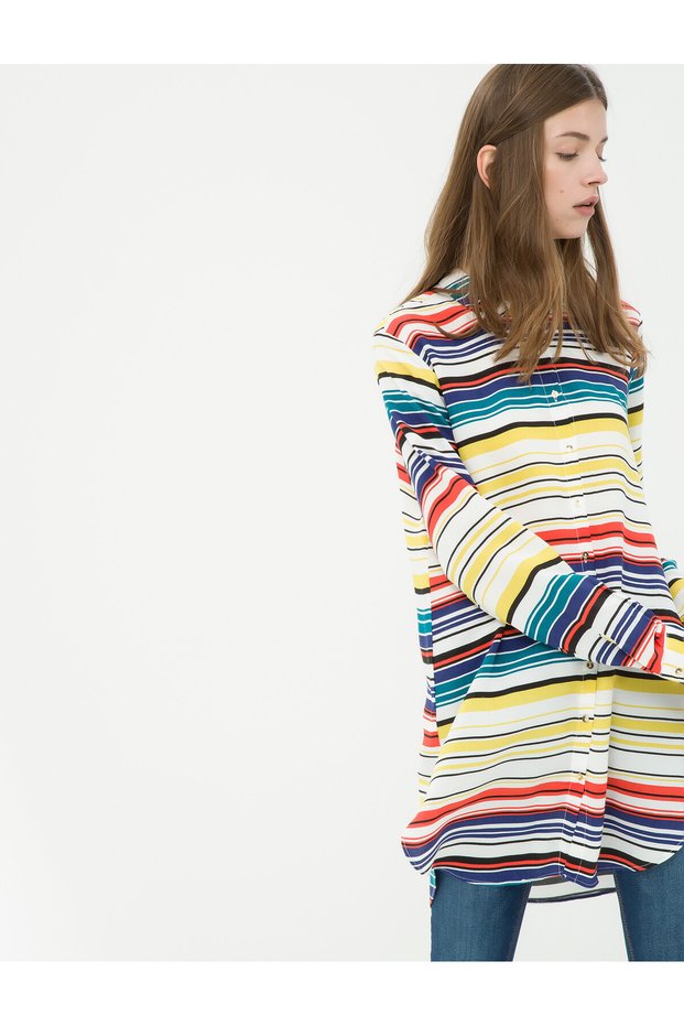 Women's Yellow Striped Shirt 7KAK63229EW