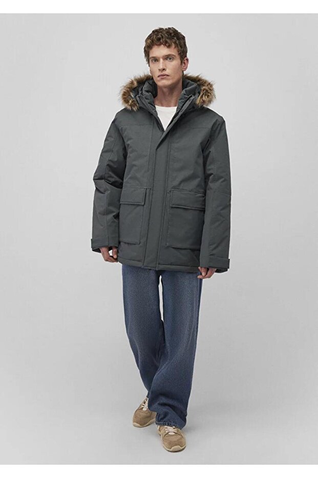Hooded Green Men's Coat M0110472-71598