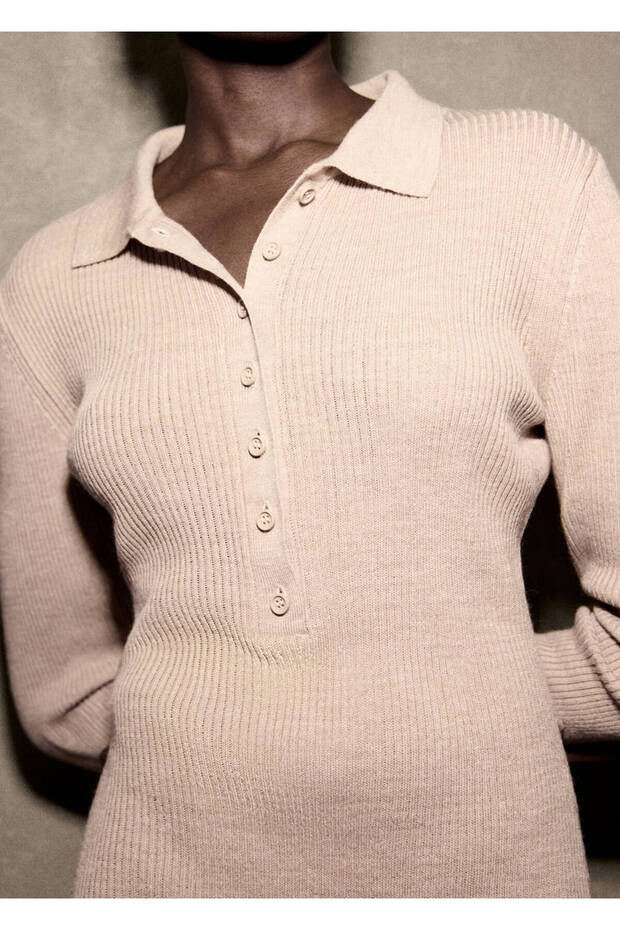 Gerippter Strickoverall mit Polokragen - 6