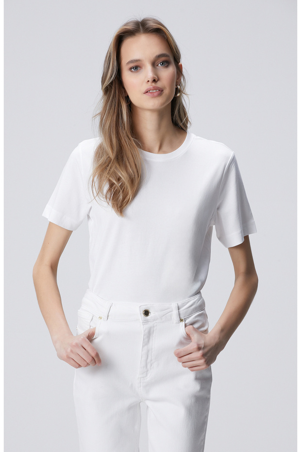 Beyaz Basic T-shirt - 1