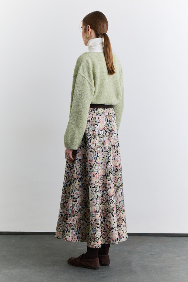 Jacquard Patterned Skirt Flower Pattern - 6