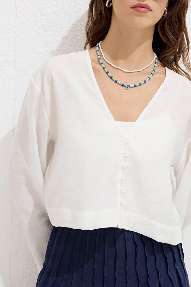 MODAL-KNOPFBLUSE ECRU - 5