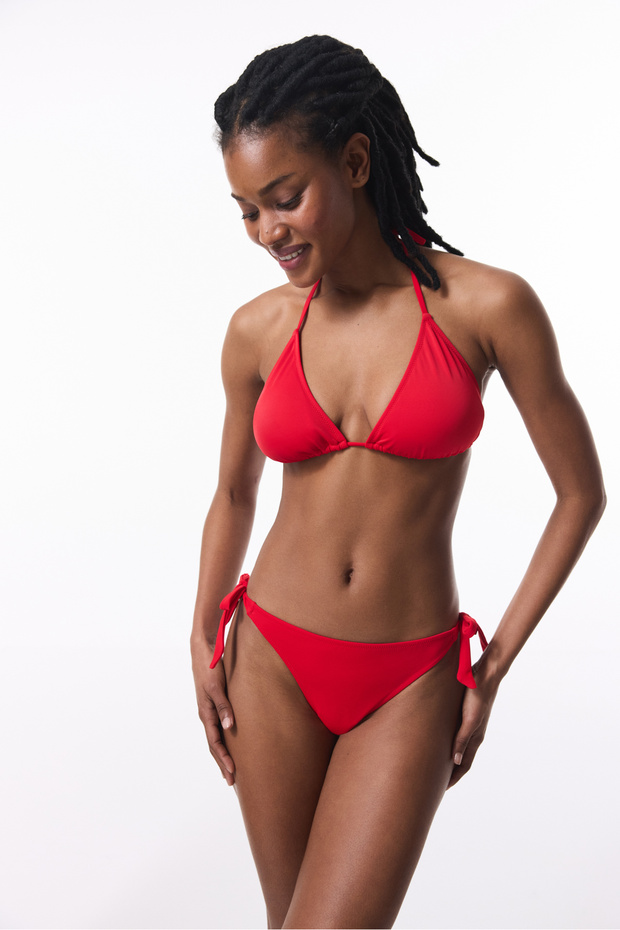 Red String Low Waist Bikini Bottom - 4