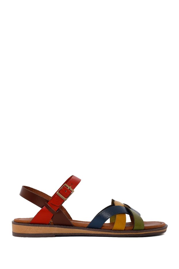 Women's Multi-Colored Buckle Leather Bodrum Sandals 26Sfd331618