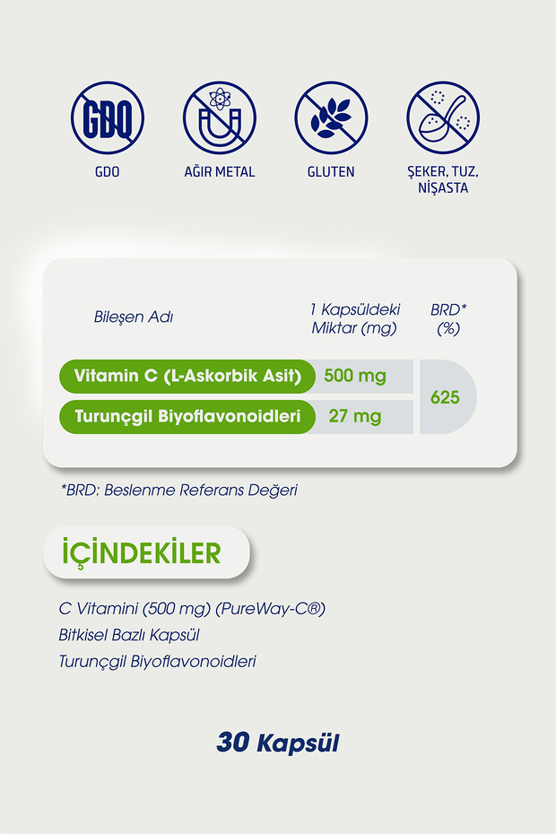 Vitamin C - 30 Bitkisel Kapsül - 6