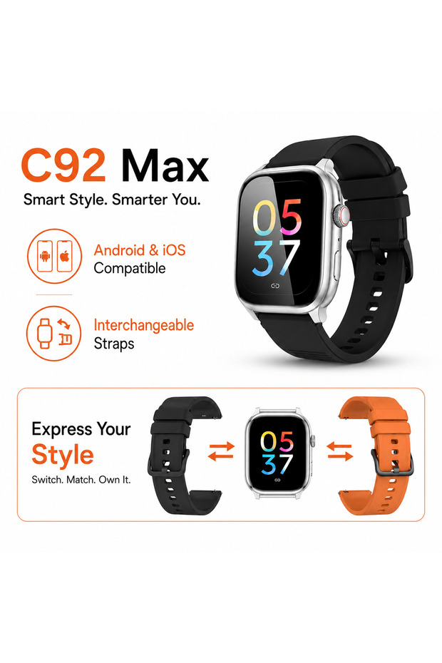 C92 Max 4G Smartwatch, 2.2 Inch HD Touch Screen, SIM Card Slot, Built-In Camera, Heart Rate Monitor, Multi-Sport Modes, 3 Straps