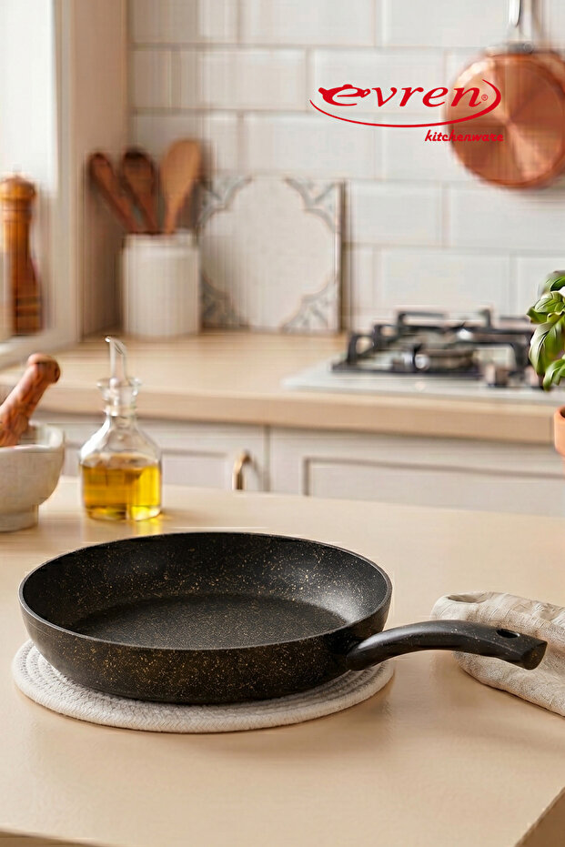 مقلاة جرانيت ذهبية اللون مقاس 26 سم، مقلاة غير لاصقة (مقبض من البكاليت)