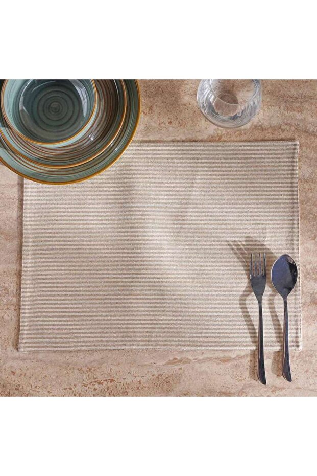 Velisha Pinstripe 4piece Placemat Set 33x45cm - Beige