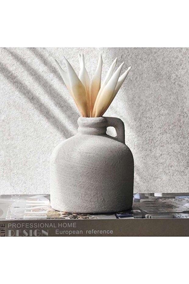 Brizo Stoneware Vase With Handle 10x10x11cm - White