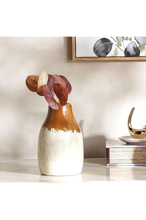 Ombre Ceramic Two Tone Vase 10.7x10.7x16.5cm - Brown