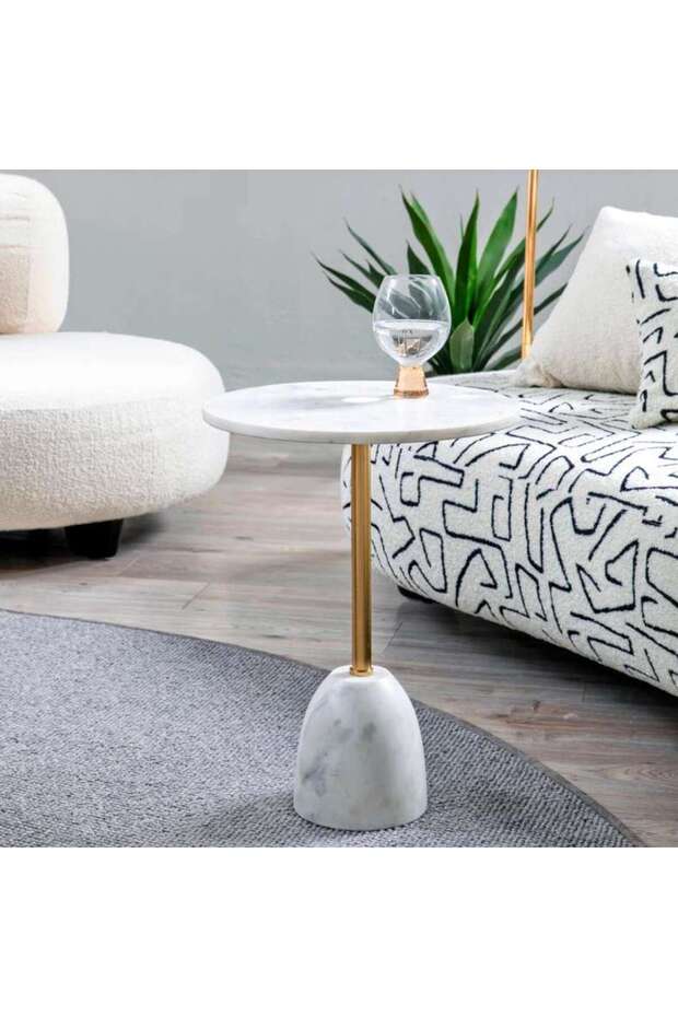 Colten Accent Table Marble - White Gold