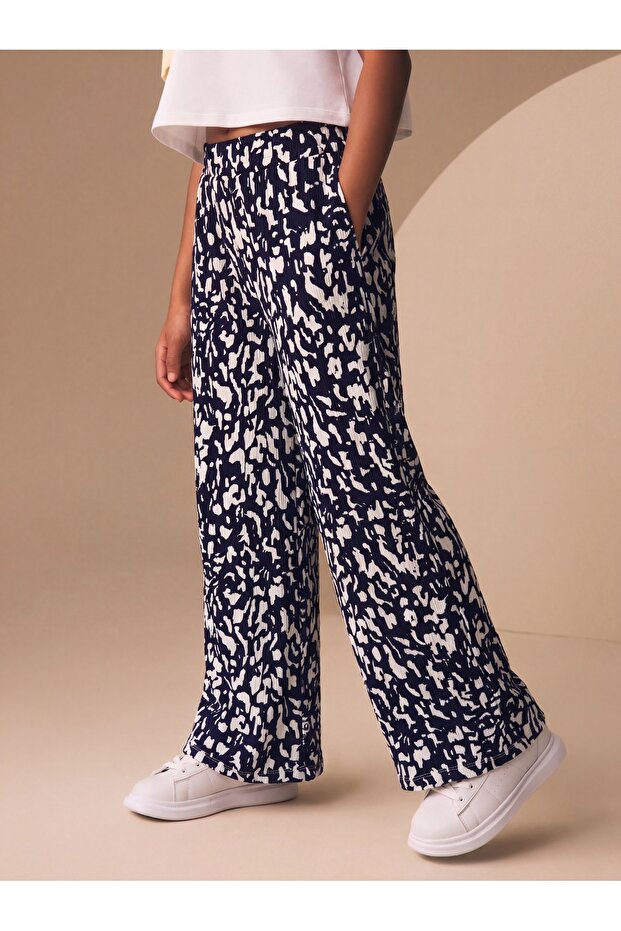Girl's Crinkle Double Pocket Pants Navy Blue
