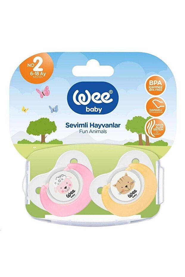 Cute Animals Palate Pacifier No:2 2 Li Pk (6-18 Months) Pink - Orange