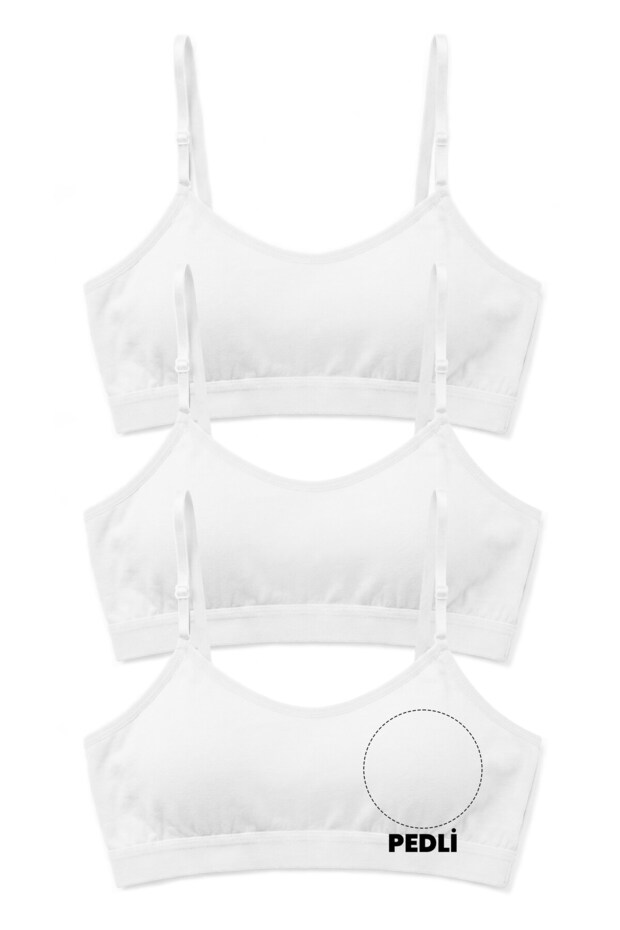 Girl's 3-Piece Cotton Bustier with Adjustable Straps and Removable Pads Ergonomic Support (6300-3)