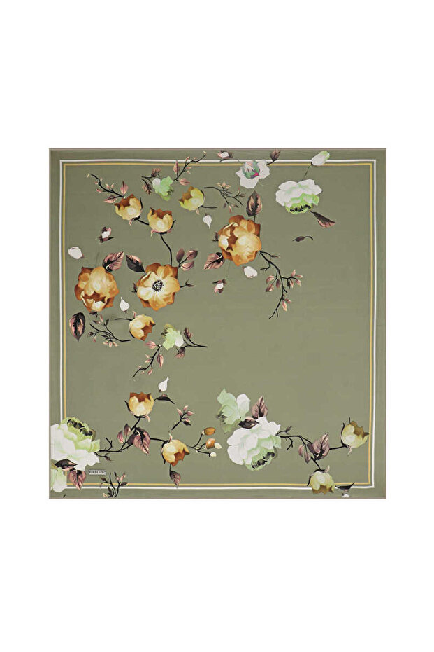 Green Floral Sura Silk Scarf