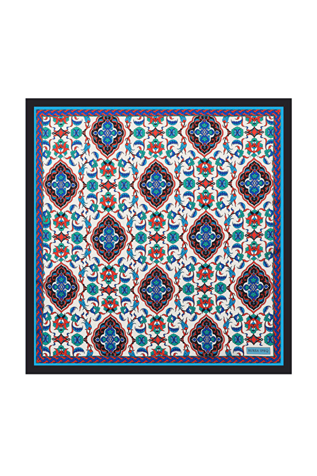 Black Tile Pattern Silky Handkerchief - 1