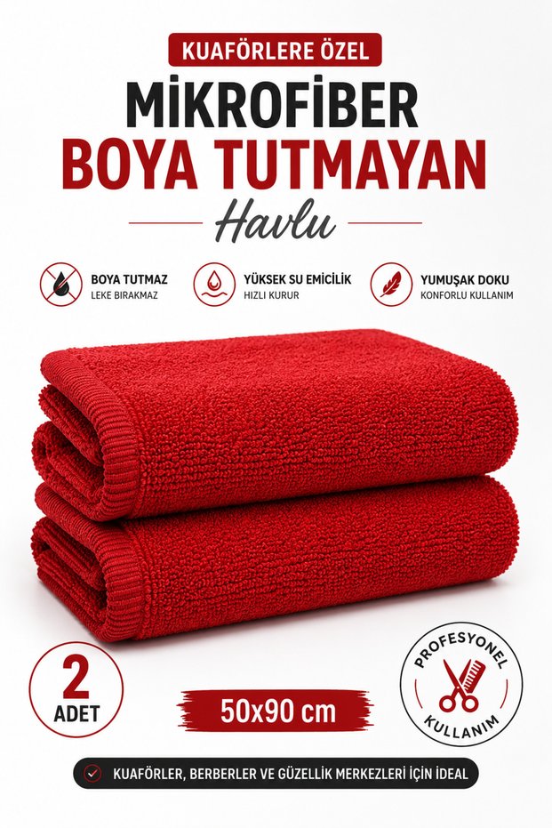 Special for Hairdressers, Non-Dyeing Microfiber Hair Towel Set of 2, 50X90 Cm, High Water Absorption