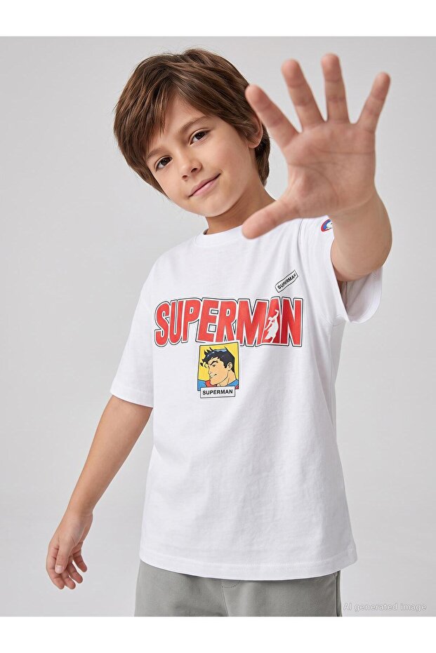 Superman Printed T-Shirt for Ages 6-9 - White