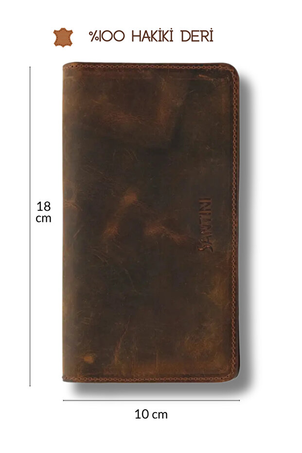 Wallet Men's Genuine Leather Men's Card Holder Functional Long Wallet Phone Coin Purse - Tan Rover
