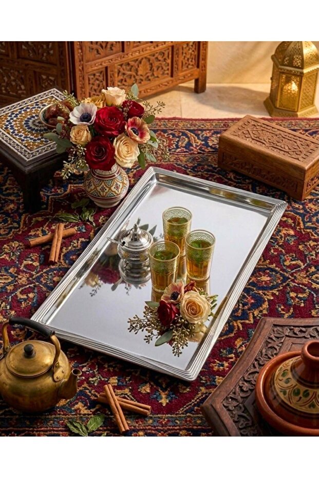 تبسي تقديم مستطيل فضي ( ولكم درنك ) مقاس ( L ) 149913C - 1