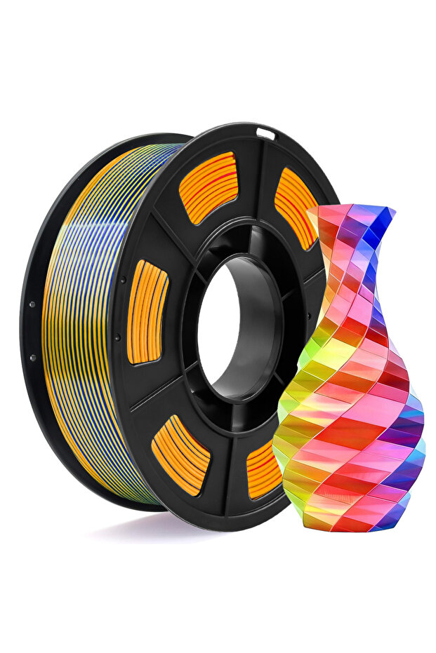 Red Yellow Blue 250g Tricolor Silk PLA 3D Printer Filament, 1.75mm Multicolor 3D Printing Filament,