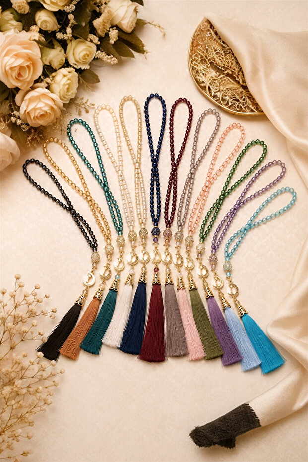 5 Pieces of Pearl Crystal Prayer Beads 99 Pieces, Hajj and Umrah Material, Luxury Prayer Beads, Gift Prayer Beads