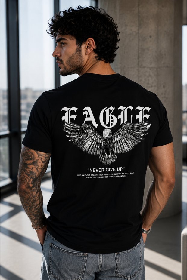 Unisex Large Size Never Give up Printed Cotton Crew Neck Short Sleeve 100% Cotton Oversize Tshirt
