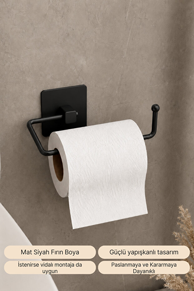 Installation Free Toilet Roll Holder Ergonomic Design Wc Paper Holder Hanger with Black Elegance