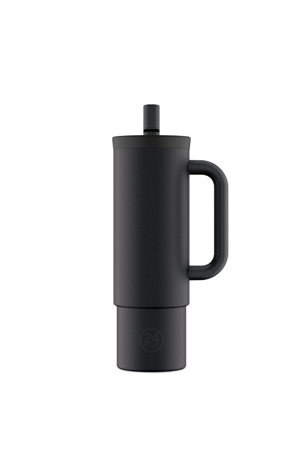 Straw Cup Tuxedo Black Stainless Steel Thermos with Straw 800 ml